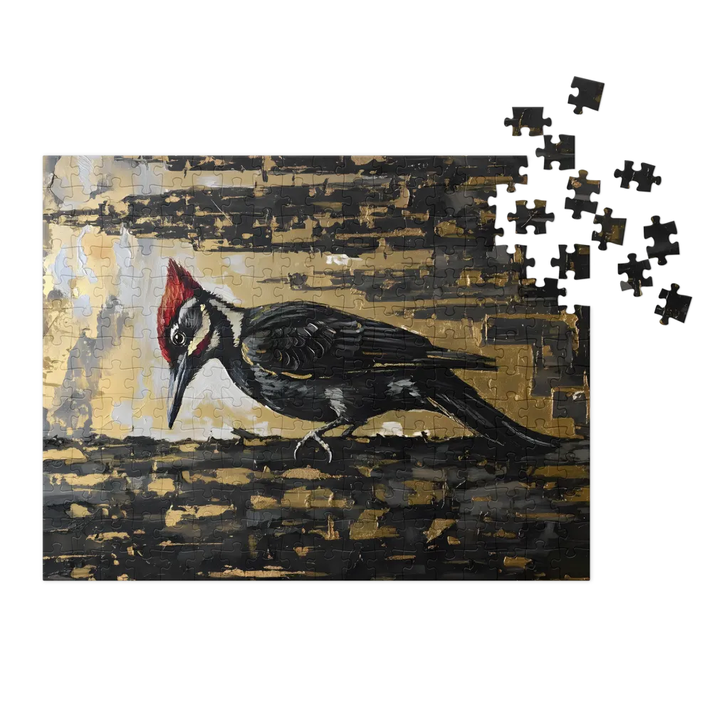 Urban Woodpecker in Gold | Jigsaw Puzzles