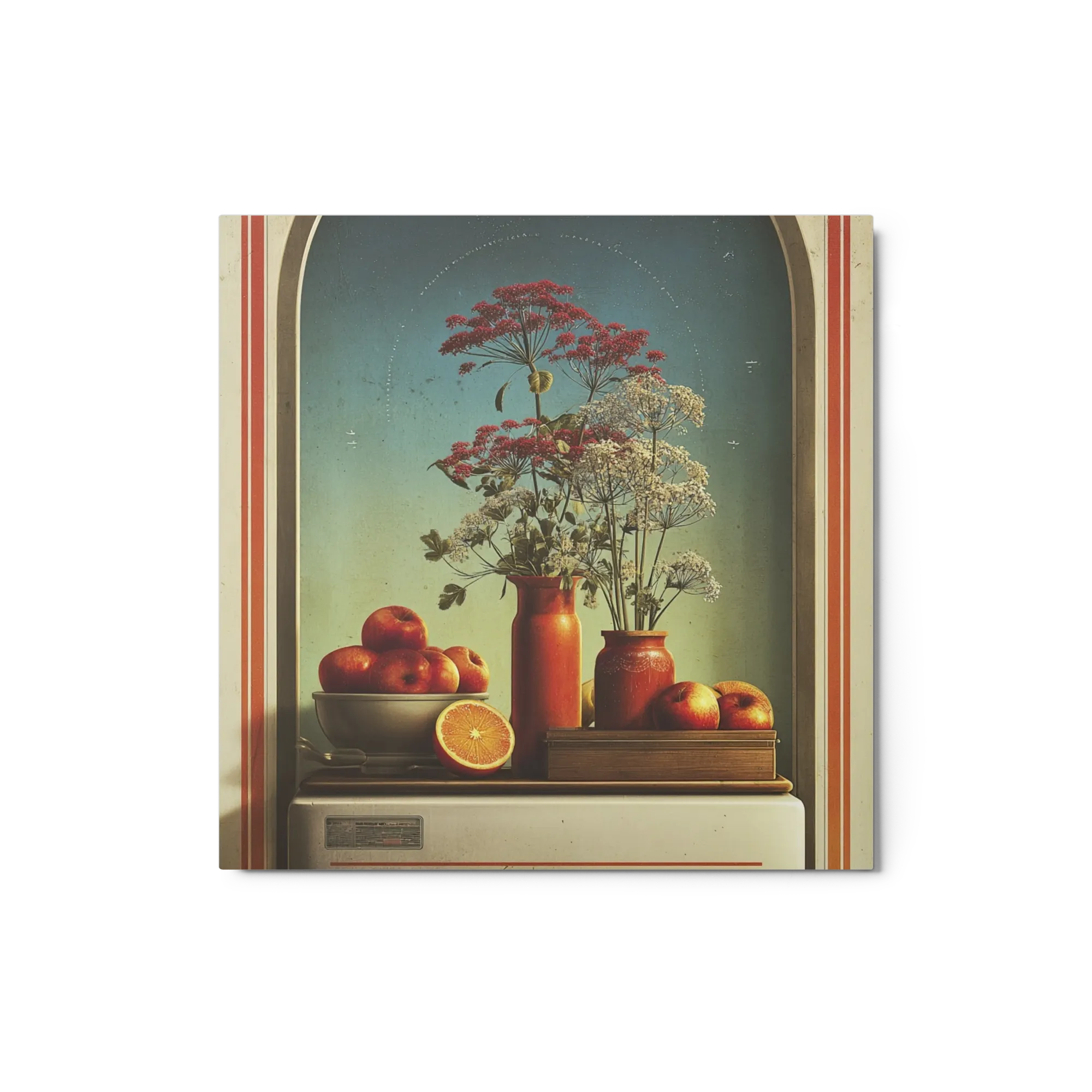 Arched Still Life with Wildflowers and Fruit