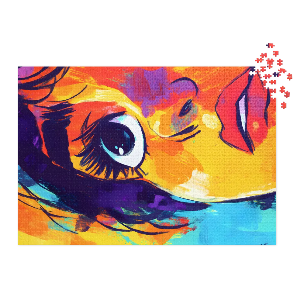 Vibrant Portrait in Blue and Orange