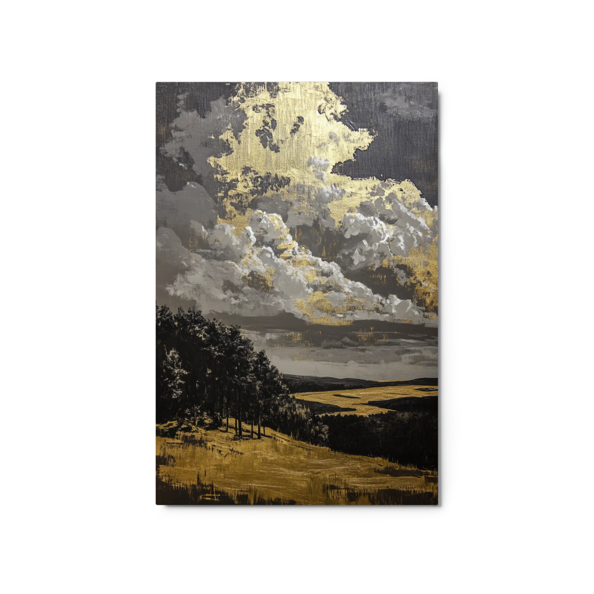 Urban silhouettes against metallic skies — Scraped charcoal oils