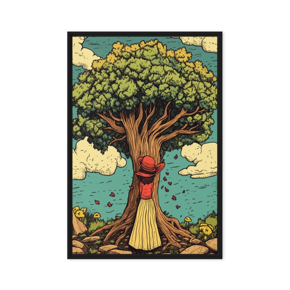 Woman Embracing a Tree Illustration