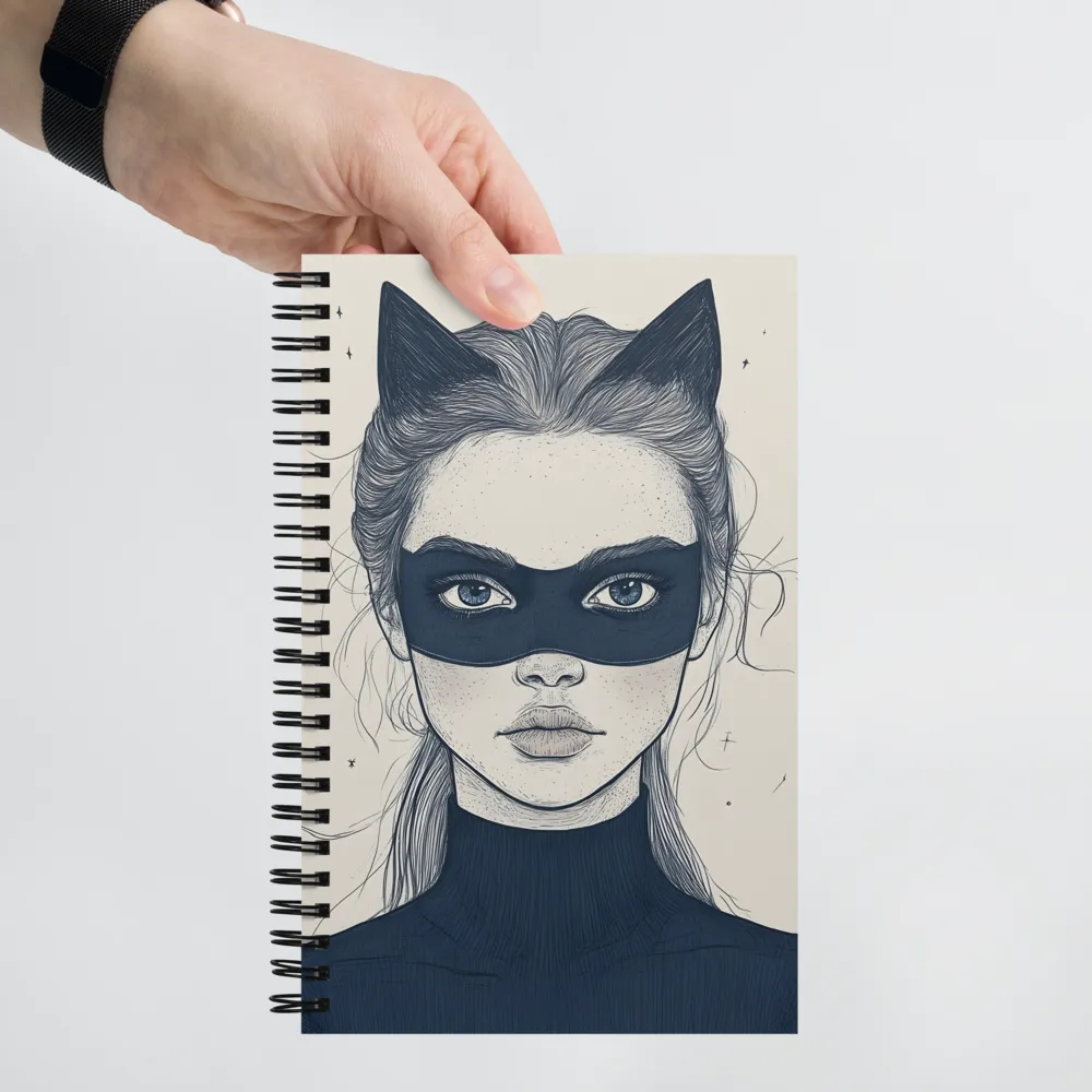 Enigmatic Cat Mask Portrait 
 Spiral Notebook | 140 pages