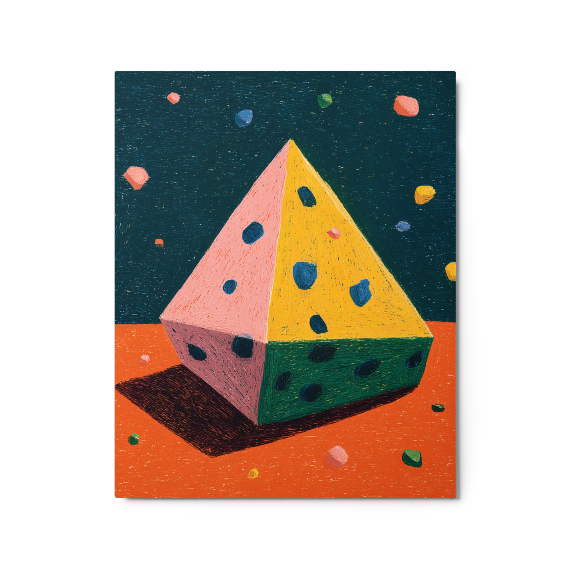 Abstract Textured Pyramid 
 Canvas with Black Frame