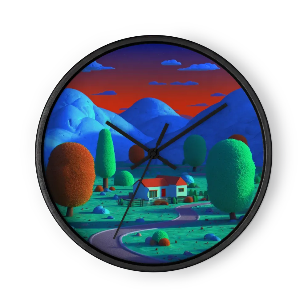 Sunset Over the Blue Hills | Wall Clock