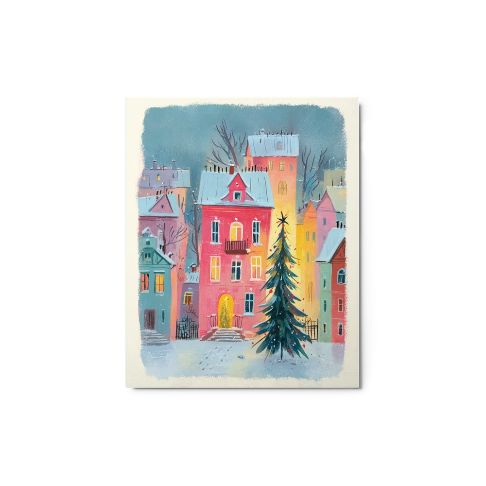 Festive Snowy Town | Art Print