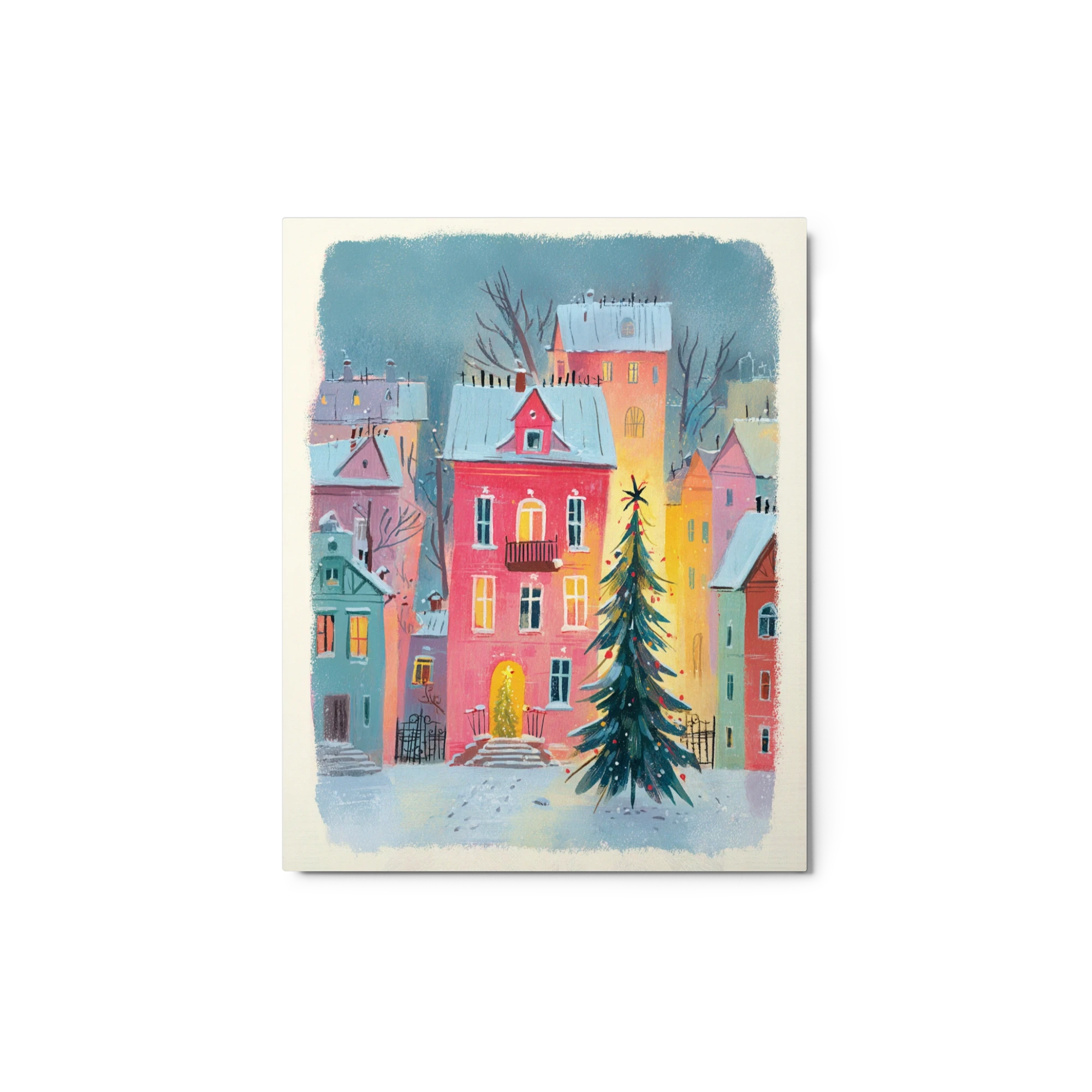 Festive Snowy Town | Art Print
