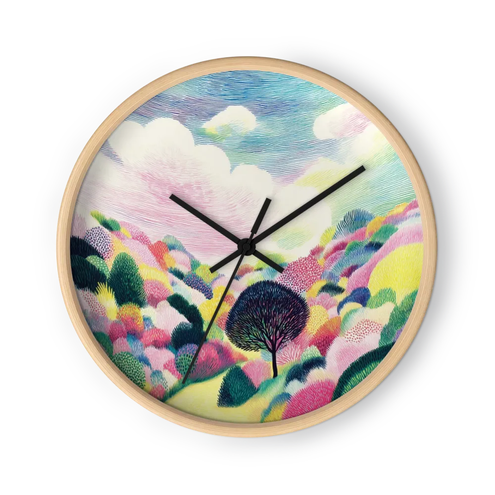 Pastel Linear Surrealism Wall Clocks — Fine Line, Sugared Colour