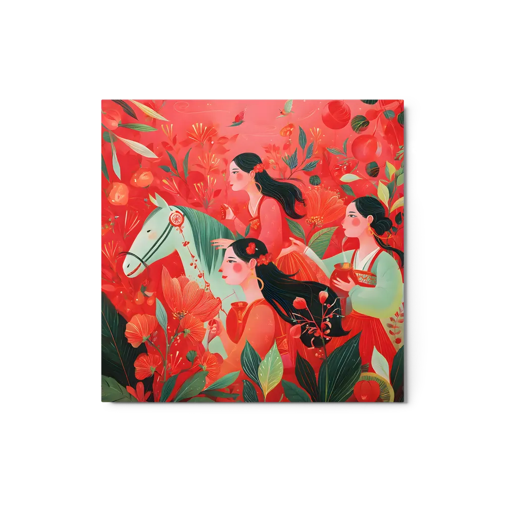 Journey Through Crimson Blooms | Art Print
