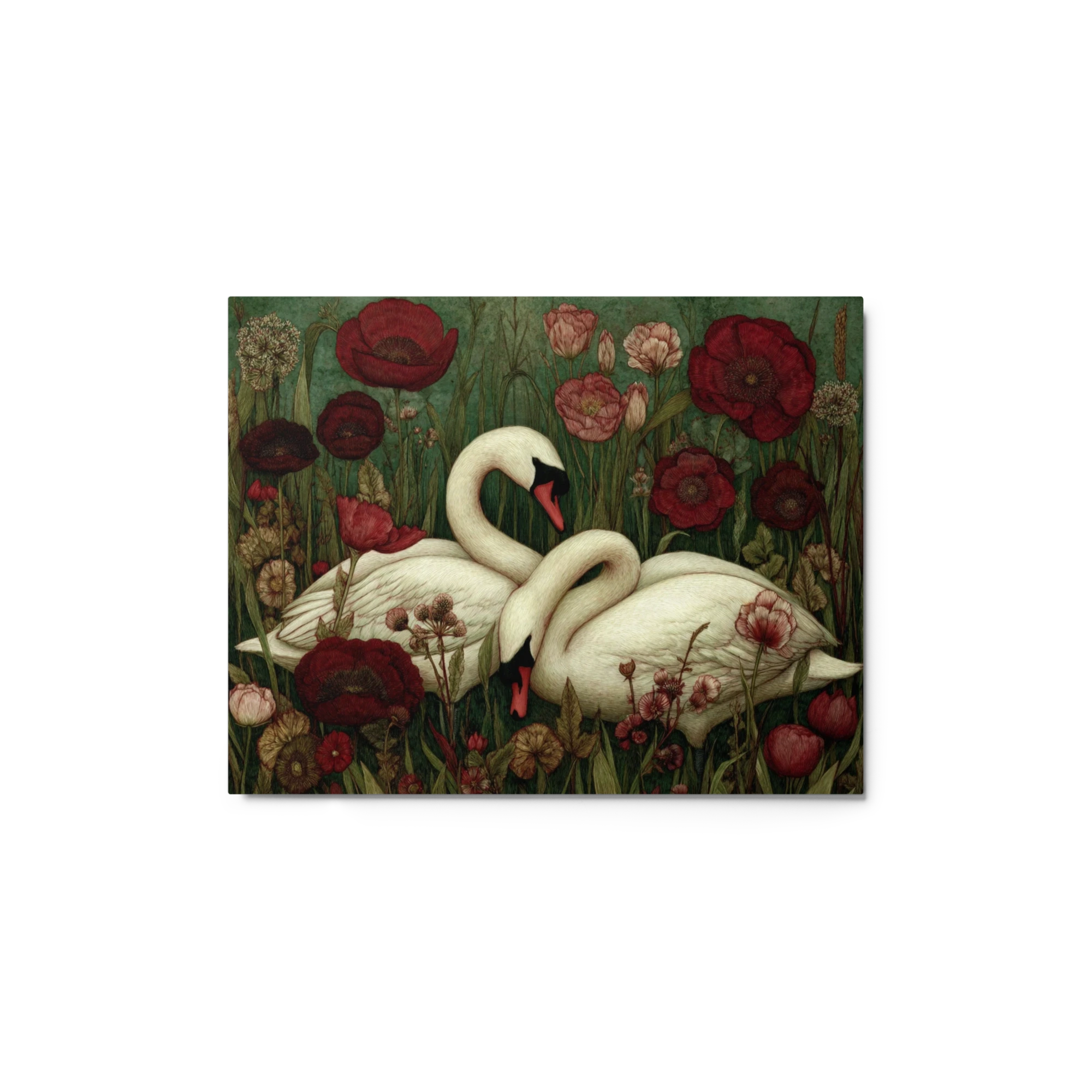 Swans in Poppy Field