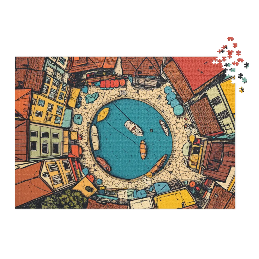 Aldeia Portuária Colorida 
 Puzzle em caixa de metal