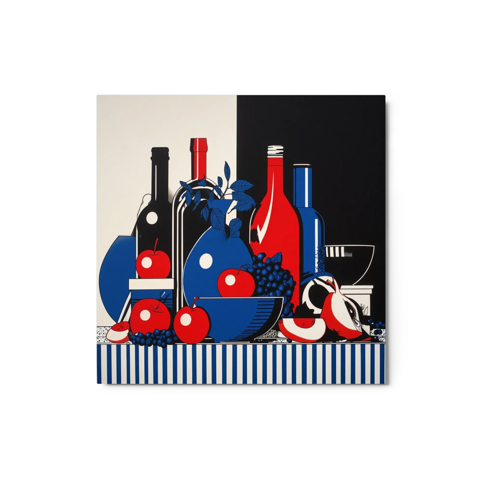 Graphic Still Life in Red and Blue