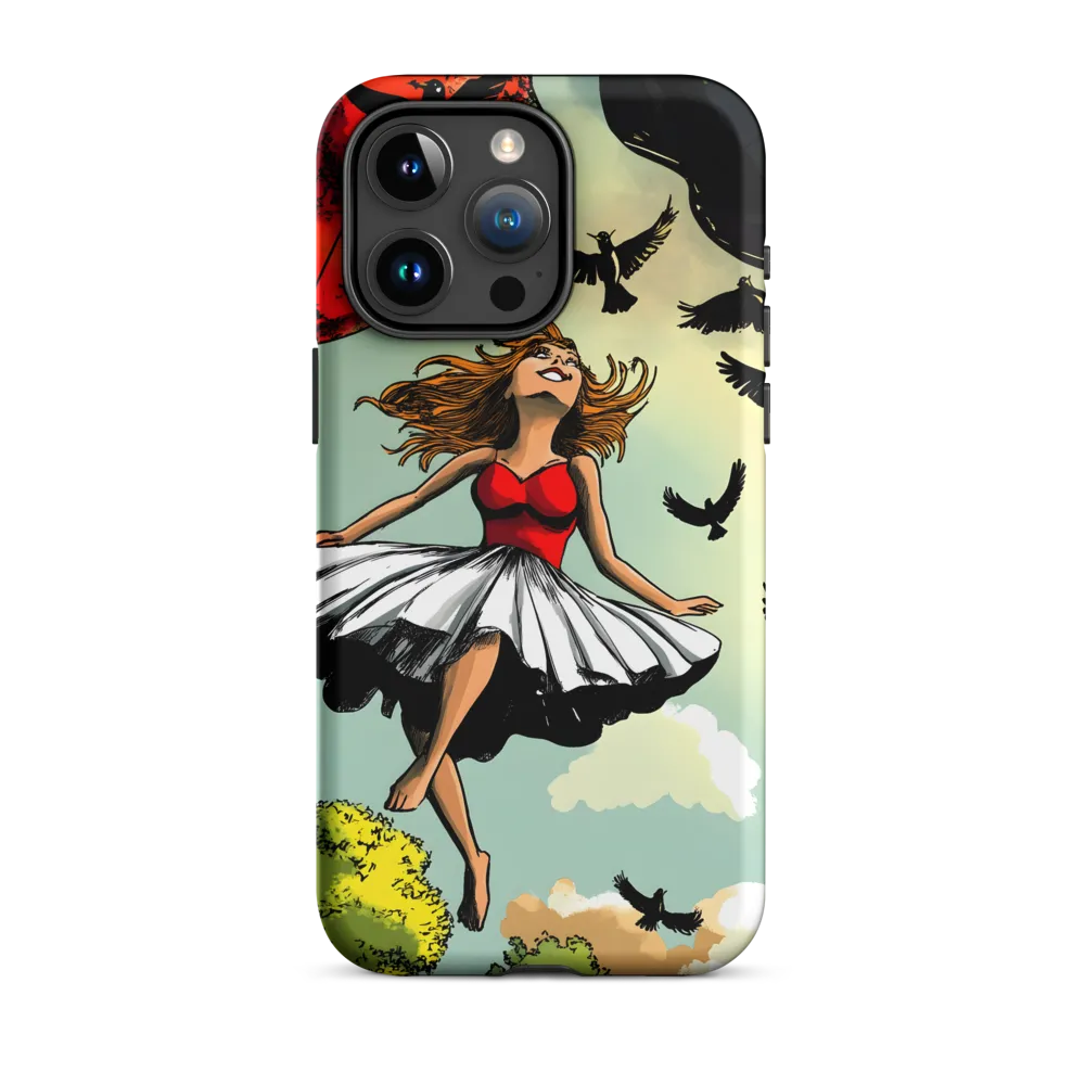 Whimsical Woman with Balloons and Birds | Phone Case