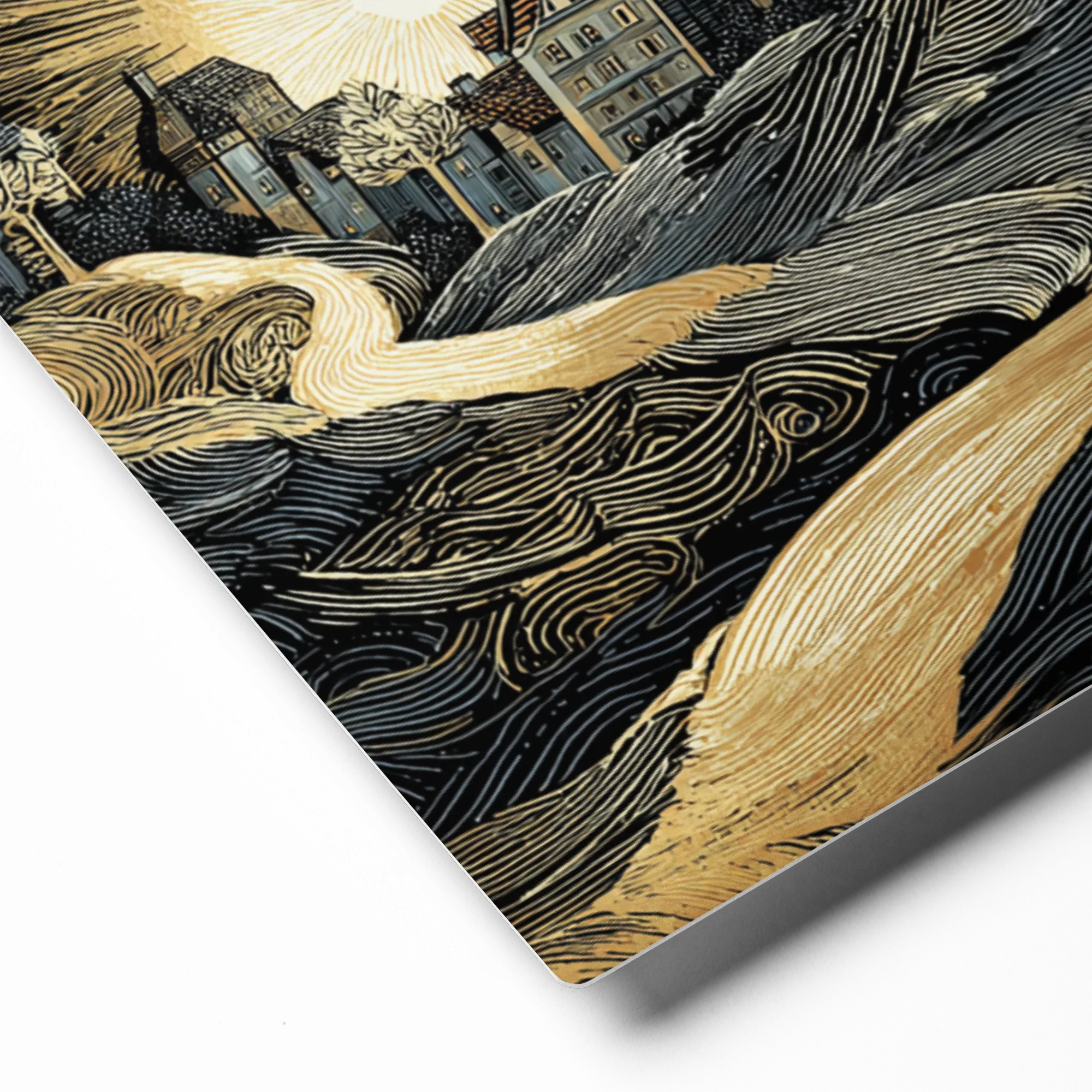 Golden Dawn Village 
 Metal Print | 16″x 20″