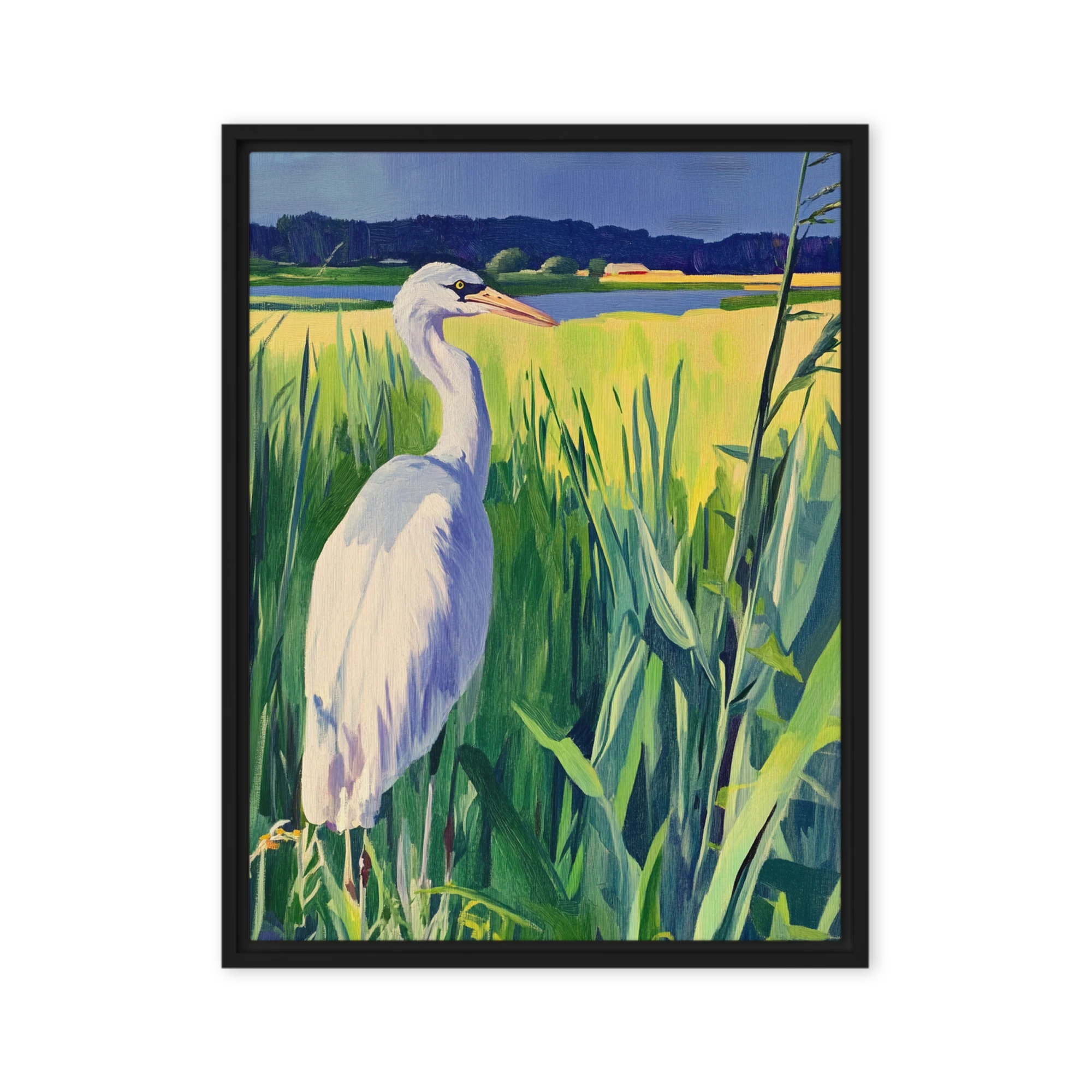 Heron in Green Grass