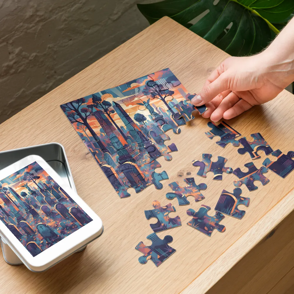 Twilight Cemetery 
 Jigsaw Puzzle in Tin Box