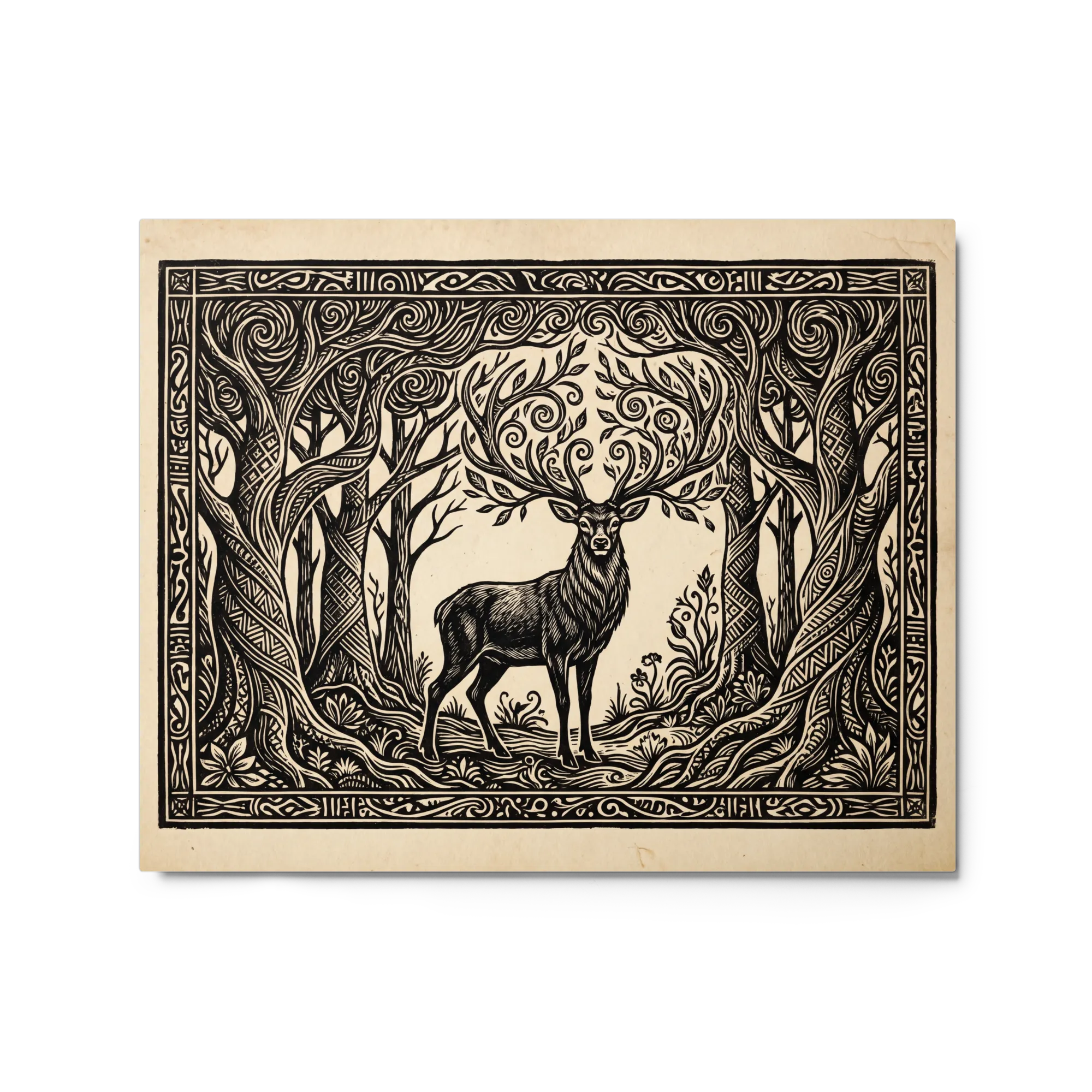 Forest Stag Woodcut