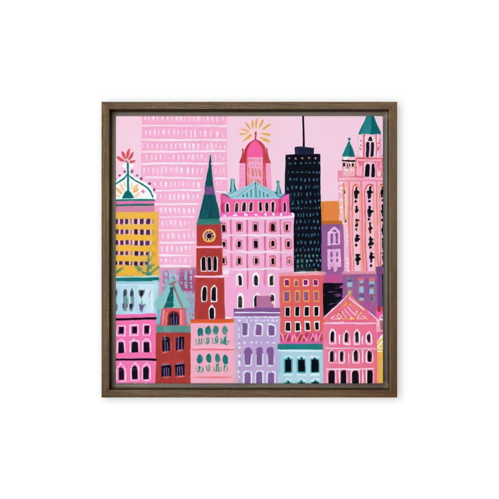 Candy Cityscape 
 Poster with White Frame | 18″x 18″