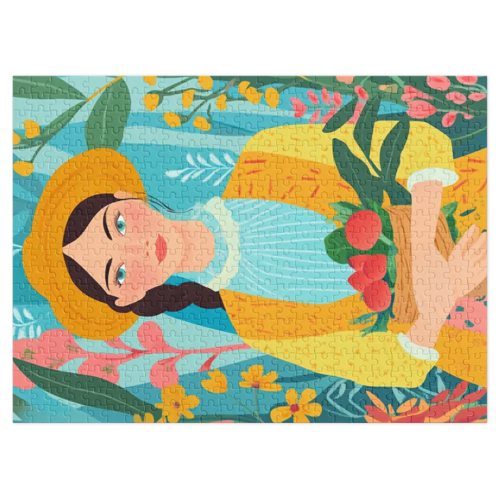 Woman with Flowers Portrait | Jigsaw Puzzle (252/520 pieces)