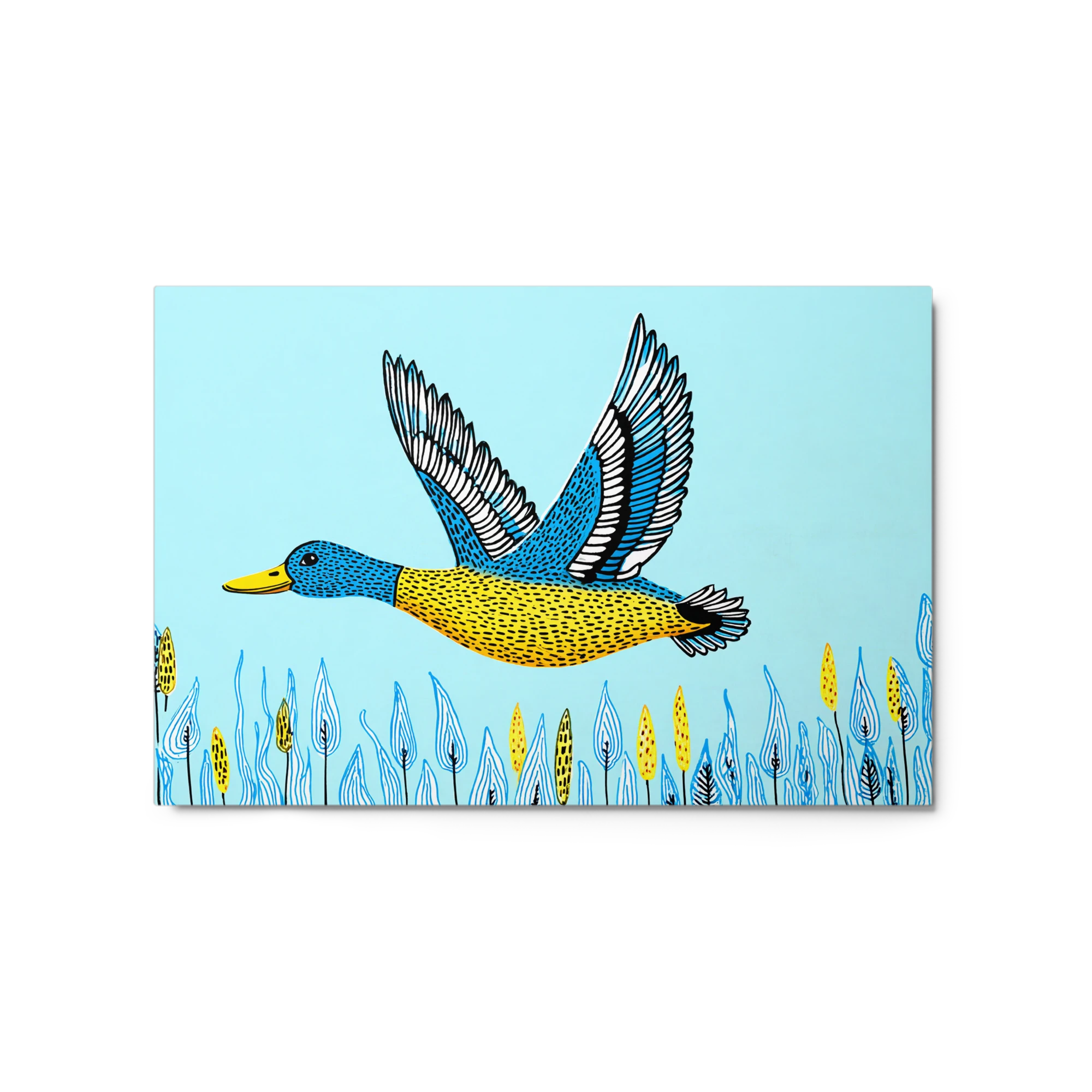 Flying Mallard in Folk Style