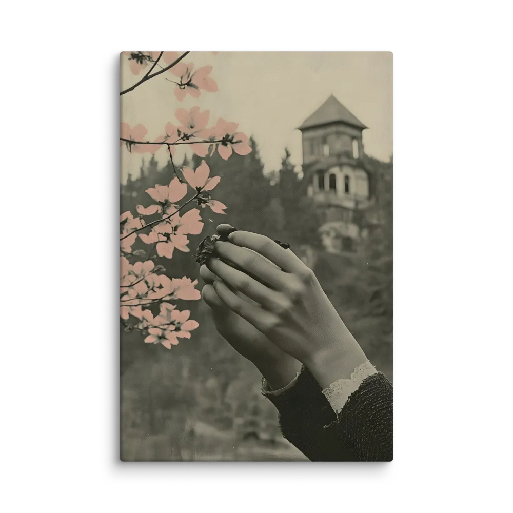 Delicate Embrace: Sepia Blooms 
 Canvas | 32″x 48″