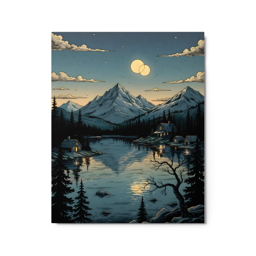 Moonlit Mountain Lake Reflection