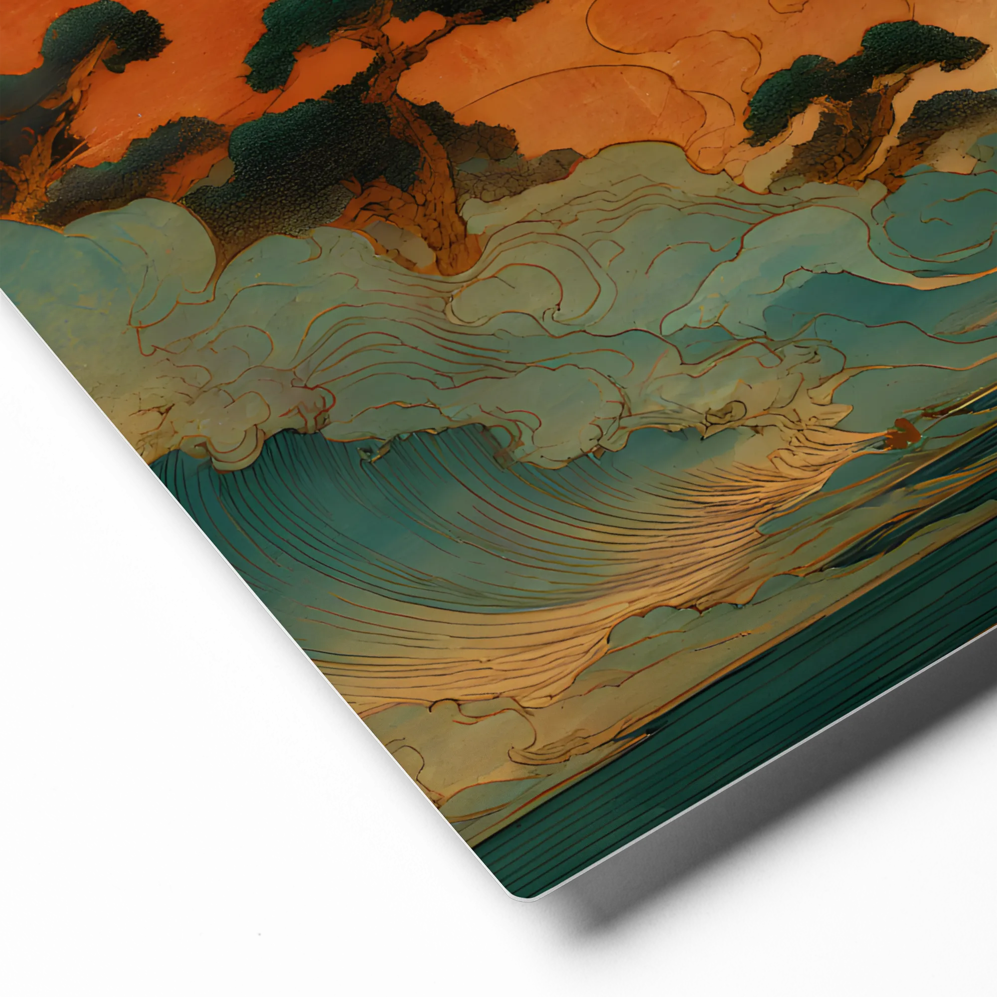 Tranquil Ukiyo-e Seascape 
 Canvas | 14″x 14″