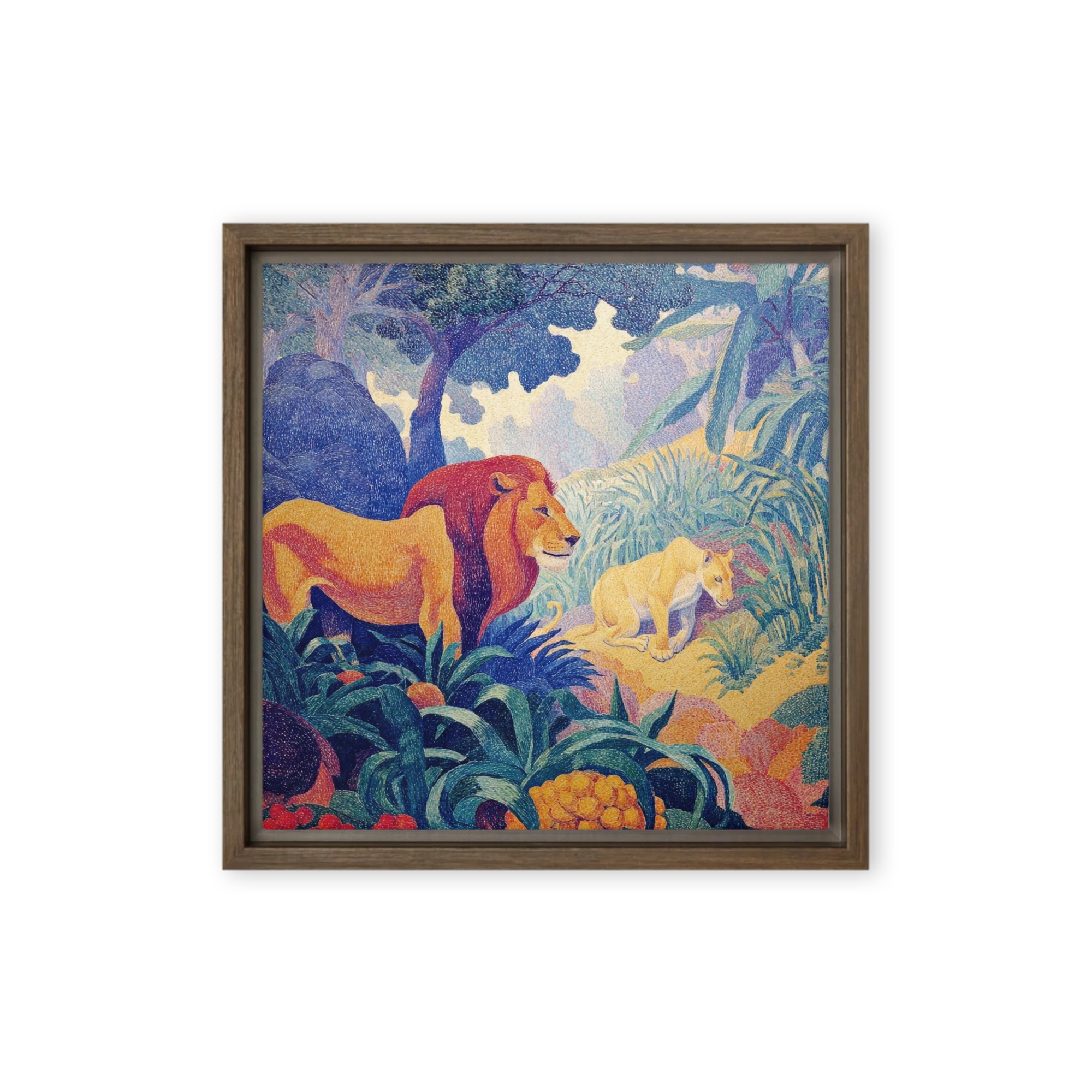 Jungle Lions in Pointillism