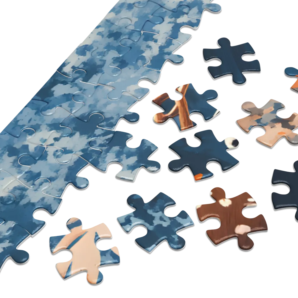 Illustrated Deer in Vibrant Blue Forest | Jigsaw Puzzle (252/520 pieces)