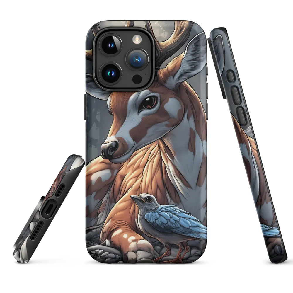 Realistic Deer and Bird Illustration | Phone Case