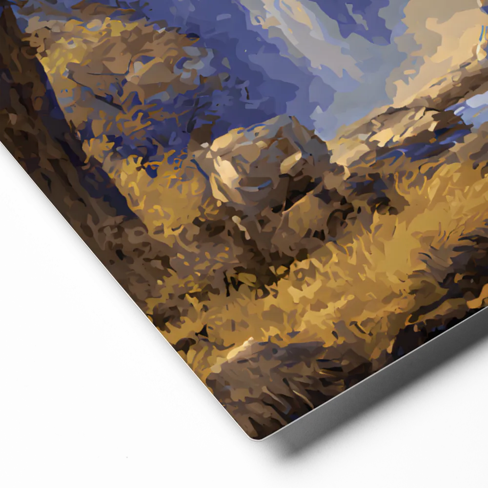 Blue-Gold Waterfall 
 Canvas | 14″x 14″