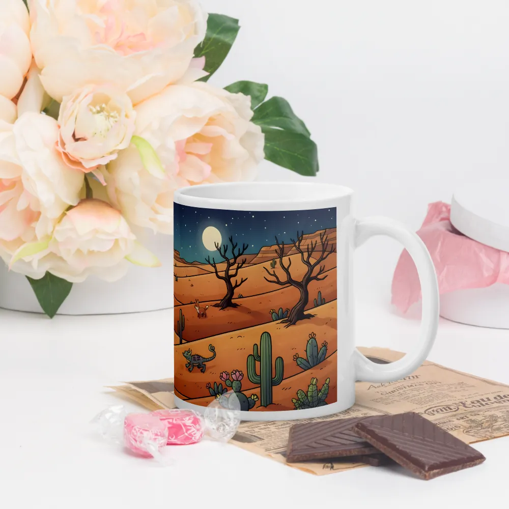 Moonlit Desert Foxes 
 Mug with Red inside | 15 oz