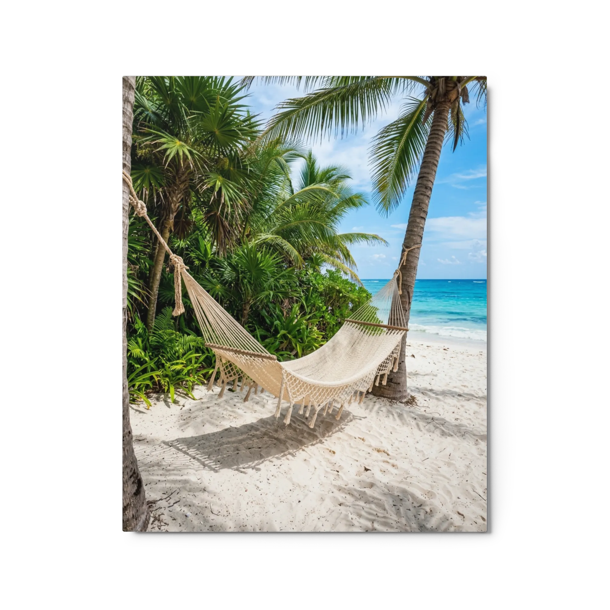 Tropical Beach Hammock 
 Canvas with Black Frame