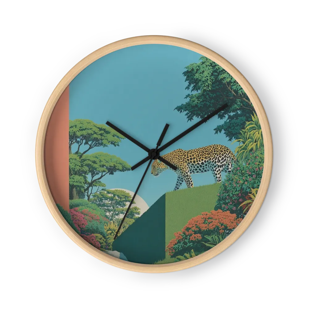 Neo-Ukiyo-e Retro Surrealism Clocks — Aqua, Coral & Pine