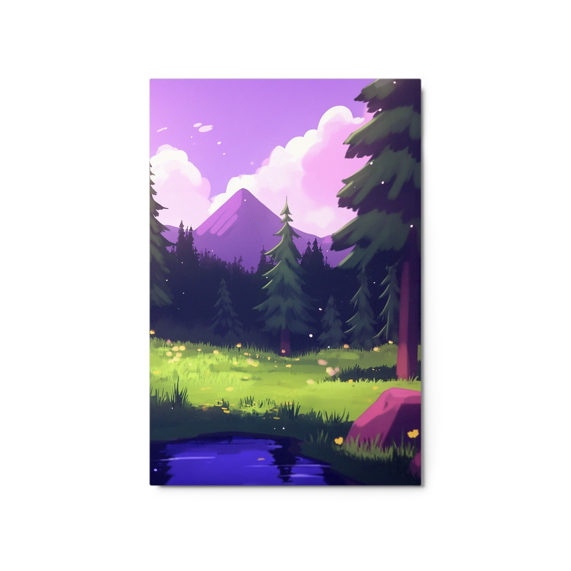 Serene Landscape with Mountains and Pond