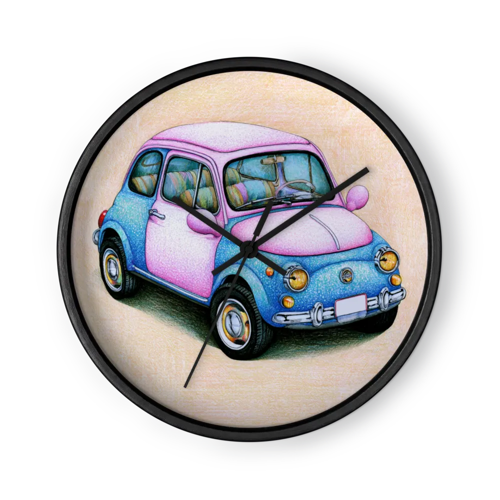 Retro Pink and Blue Car | Wall Clock