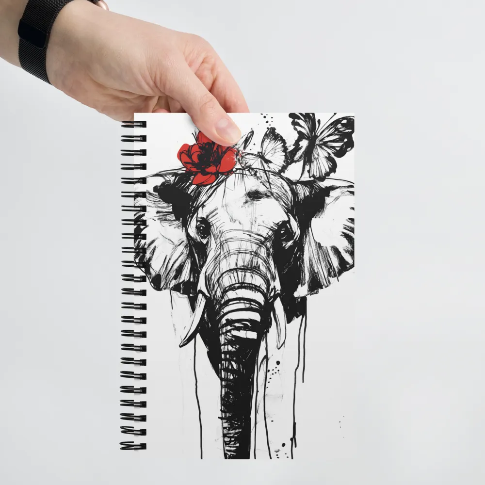 Elephant with Crimson Flower 
 Spiral Notebook | 140 pages