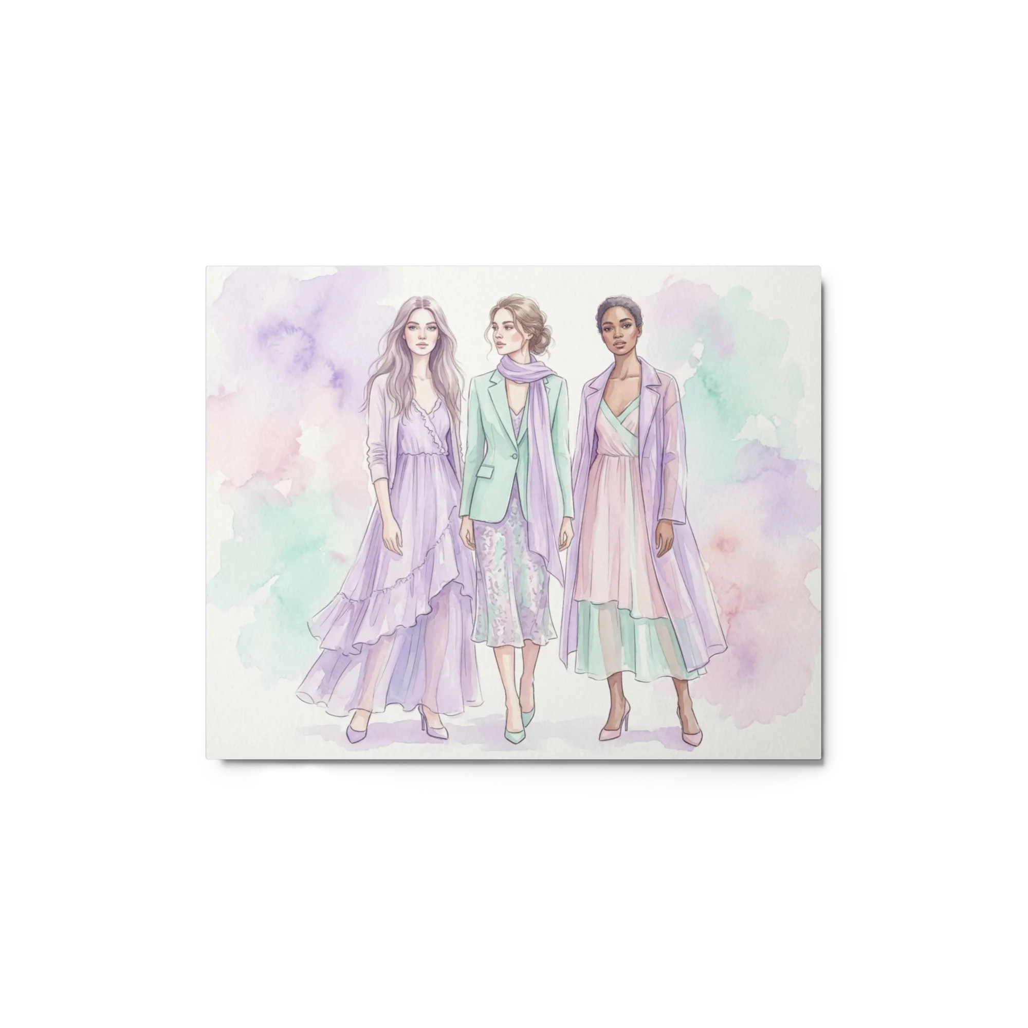 Pastel Elegance: Three Fashion Figures