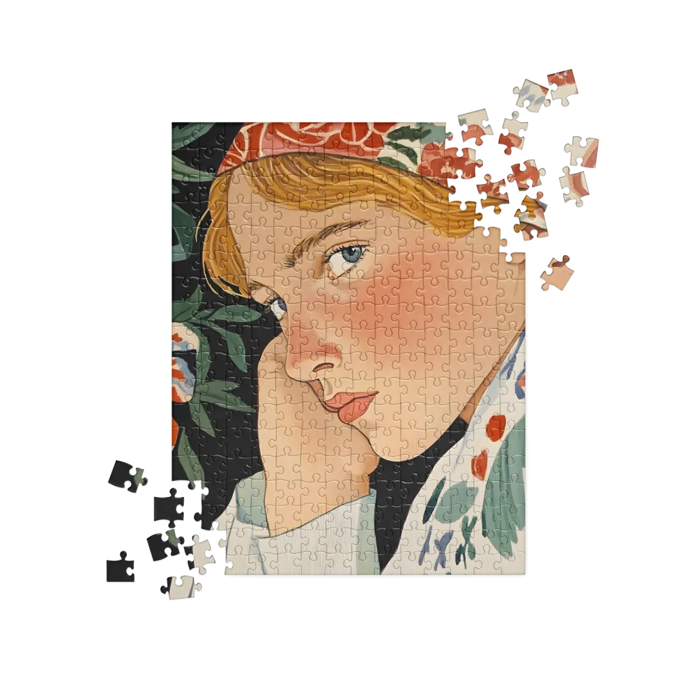 Pensive Woman Portrait 
 Jigsaw Puzzle in Tin Box