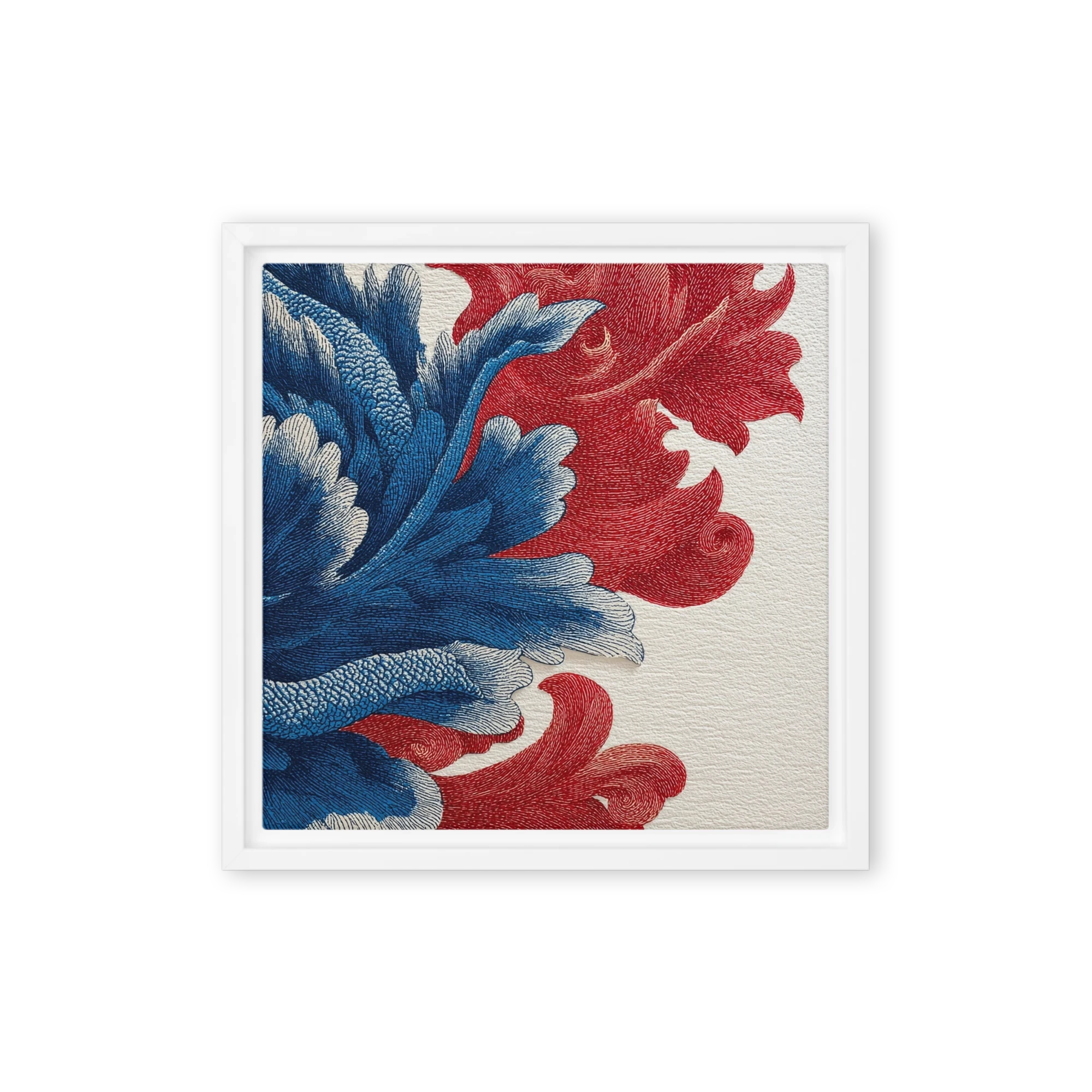 Intricate Blue and Red Botanicals | Art Print
