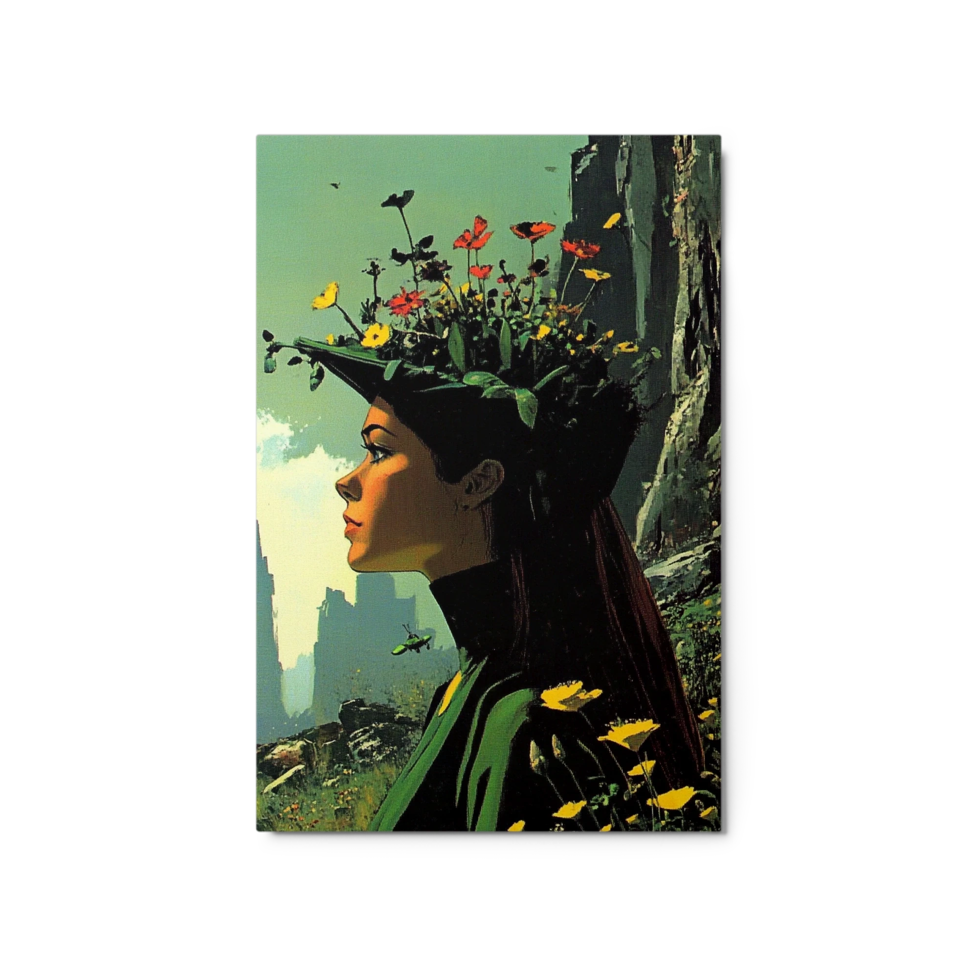 Surreal Woman with Floral Headdress