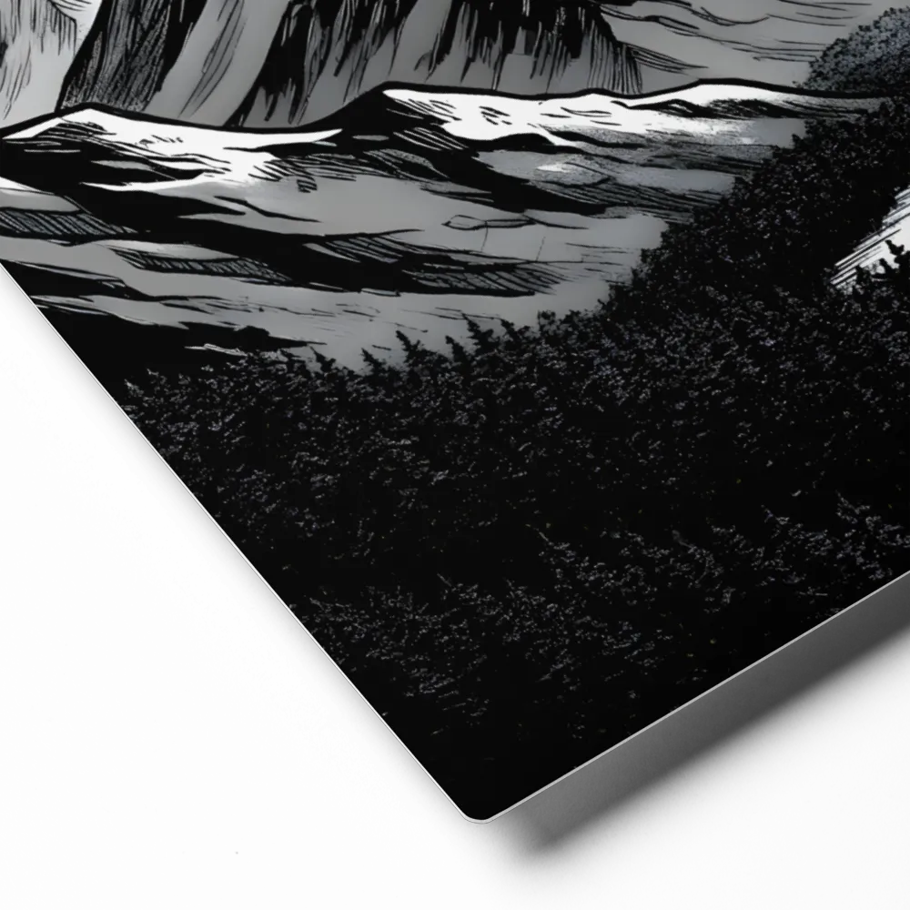 Black and White Mountainscape 
 Canvas | 12″x 12″