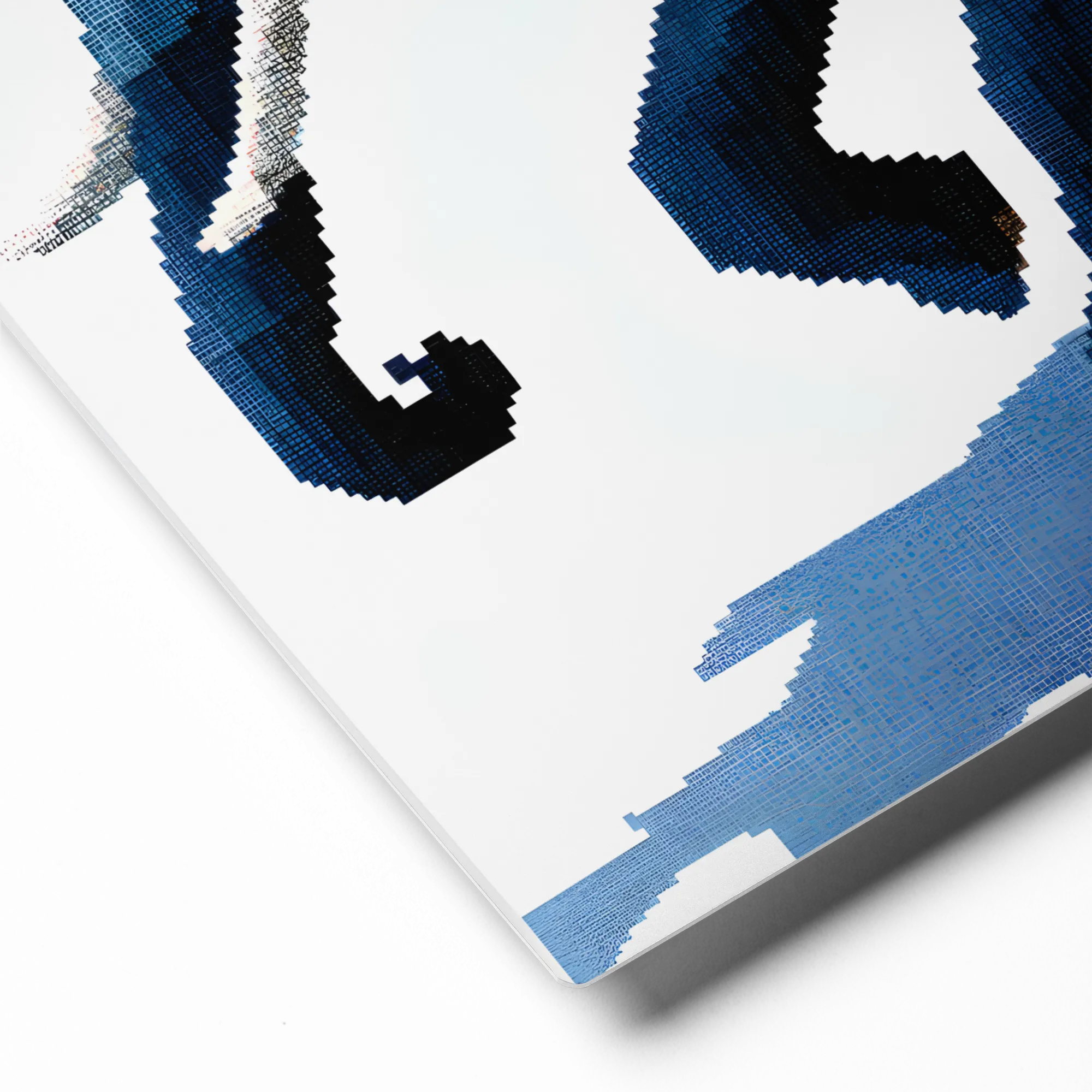 Stitched Indigo Elephant 
 Poster with White Frame | 18″x 18″