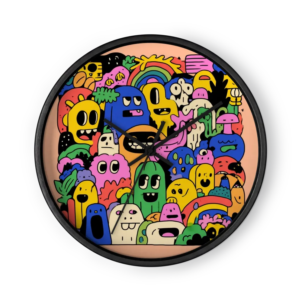 Monster Crowd Doodle | Wall Clock