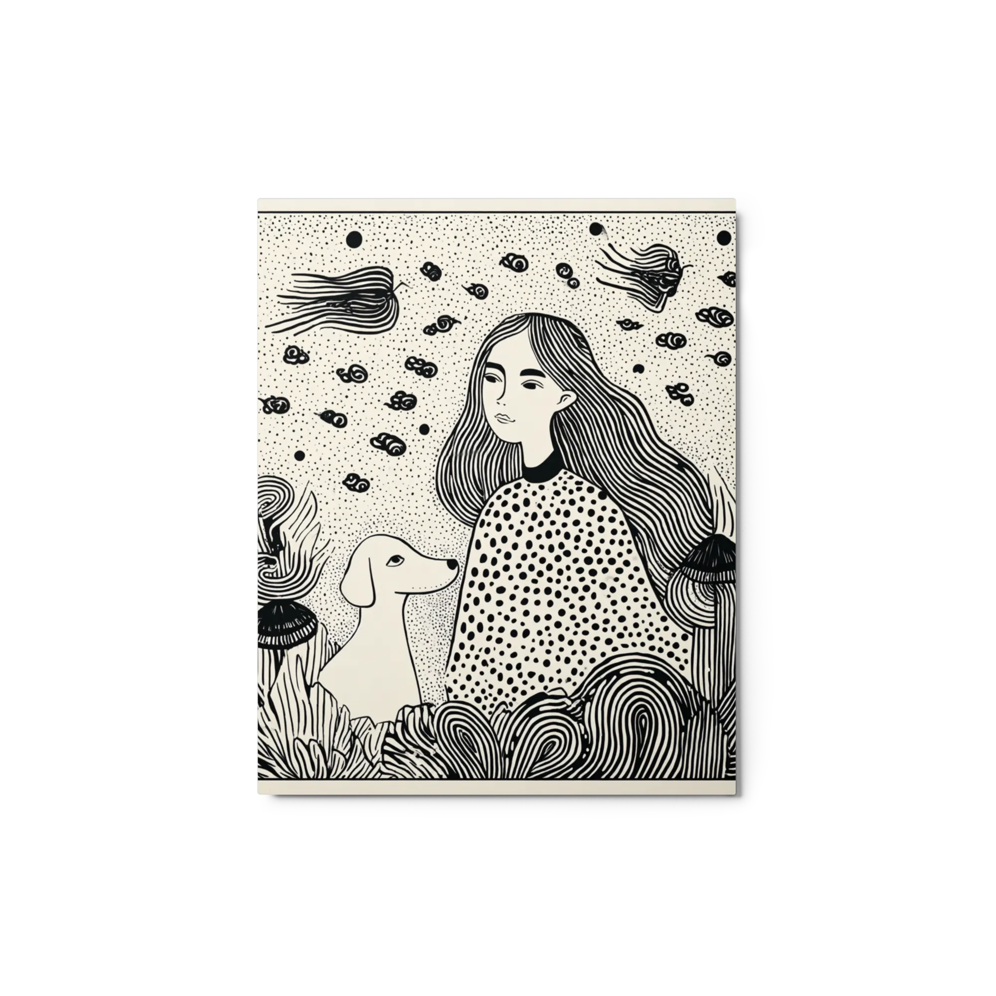 Girl and Dog in Whimsical Forest
