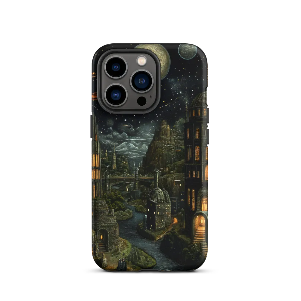 Cosmic Citadel Under Twin Moons | Phone Case