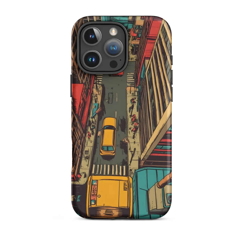 Aerial Cityscape with Yellow Taxis | Phone Case