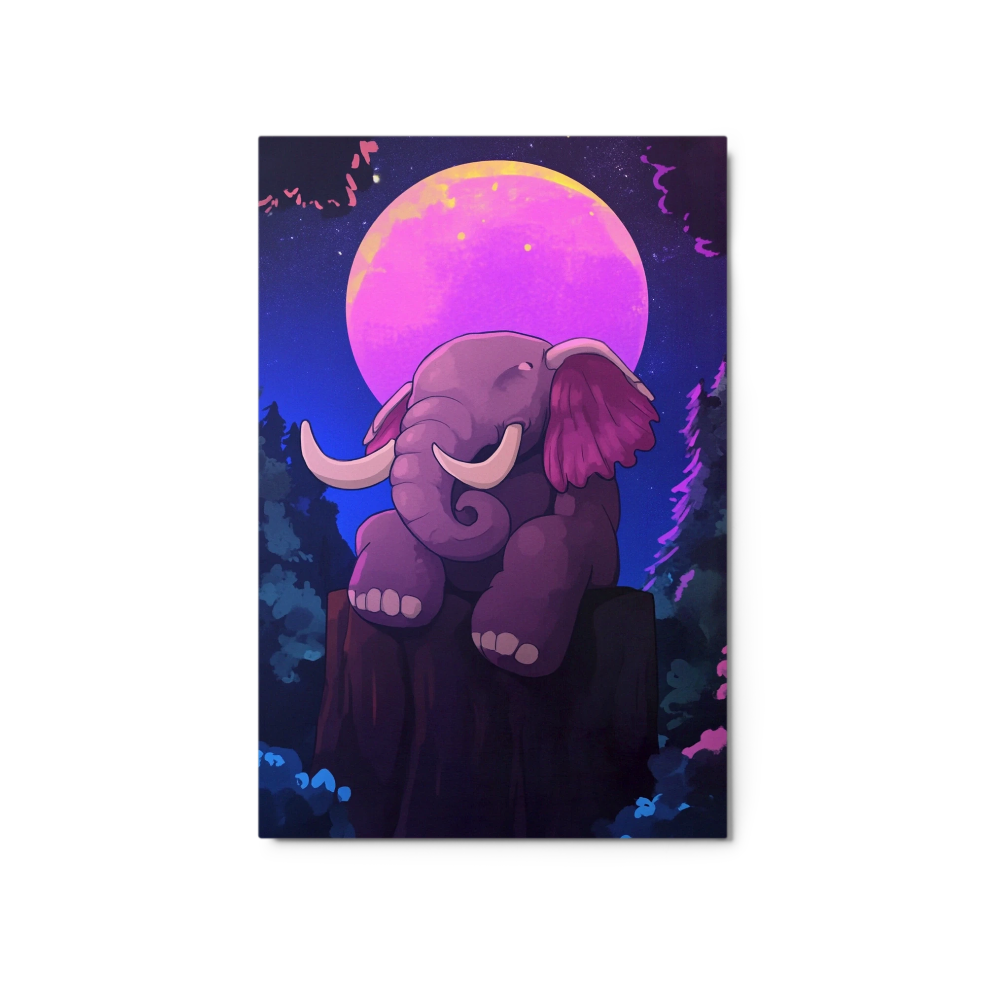 Whimsical Elephant Under Moon
