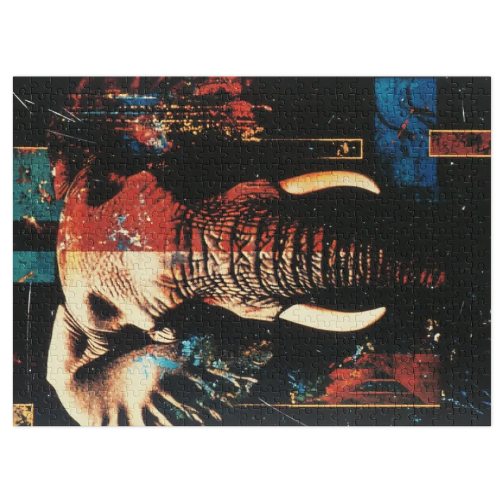 Retrato Fragmentado de Elefante 
 Puzzle em caixa de metal