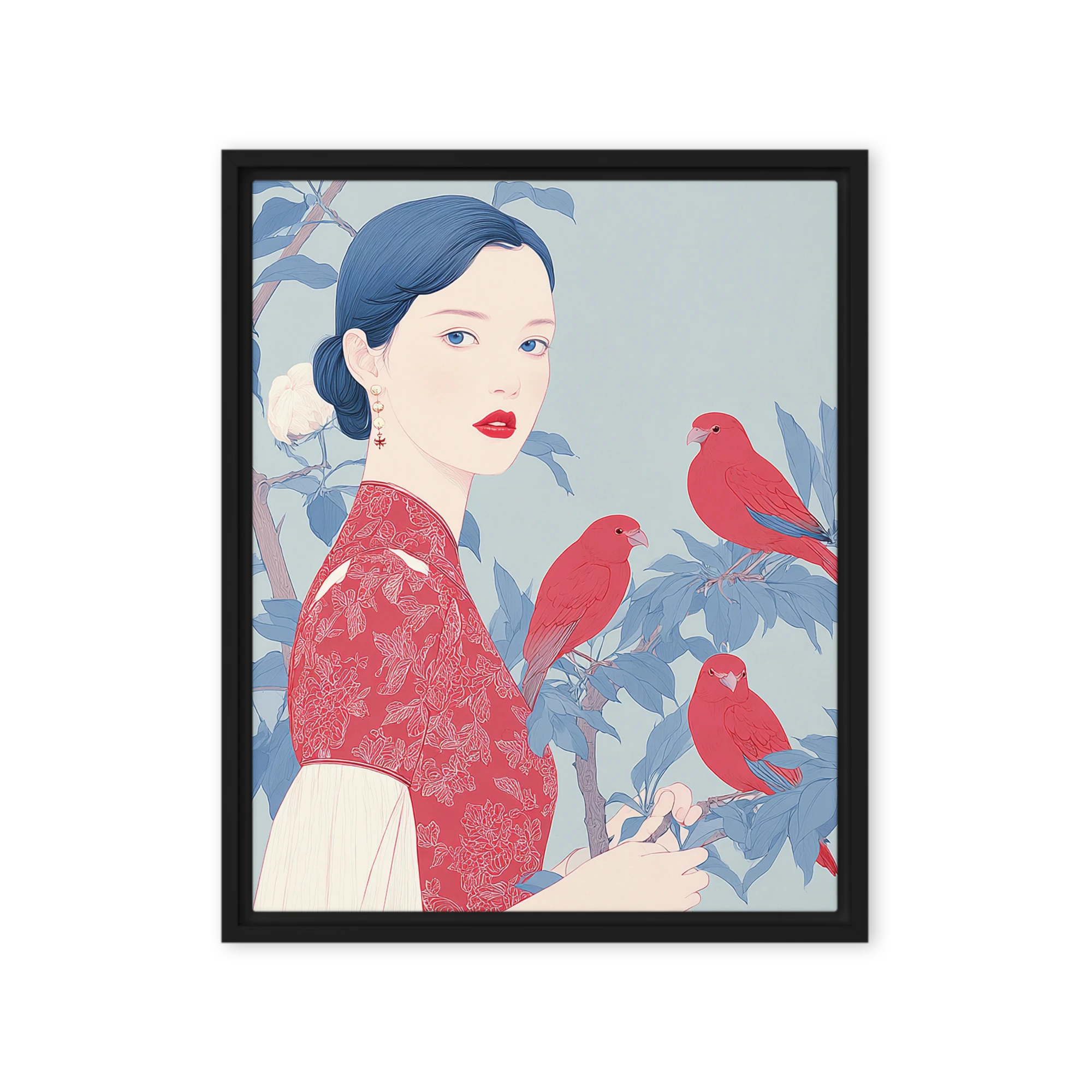 Crimson Birds and Cheongsam