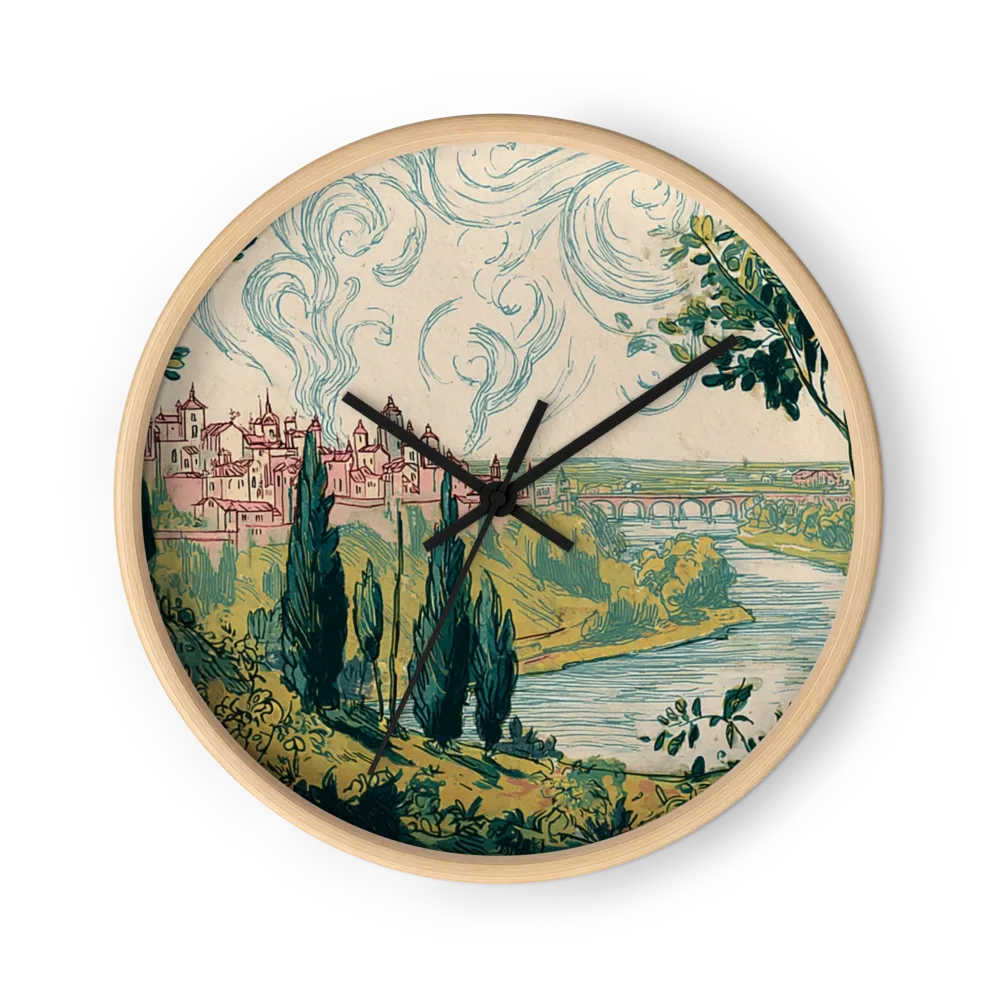 Swirling Pastel Linocut Wall Clocks — Sage, Cream and Blush